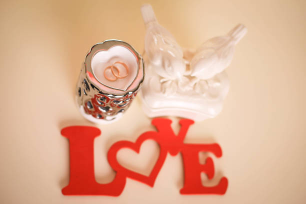 two rings with hearts, sign love, wedding ceremony, merry me today and every day concept, love is