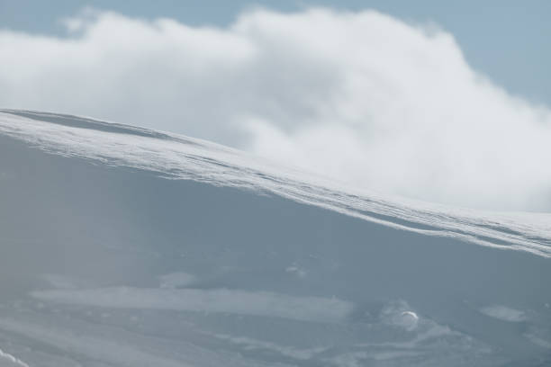 istock Tranquil snowy landscape with bright sky and soft clouds 2196361285
