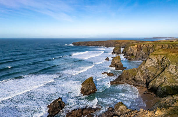 istock Incoming waves at Bedruthan Steps coast in Cornwall 2196364634
