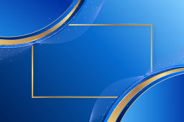 istock Blue and Gold Luxury Background with Golden Frame. Abstract blue elegant background with golden lines and blue waves for business presentations, ads, banner,posters and premium magazines. 2196365755