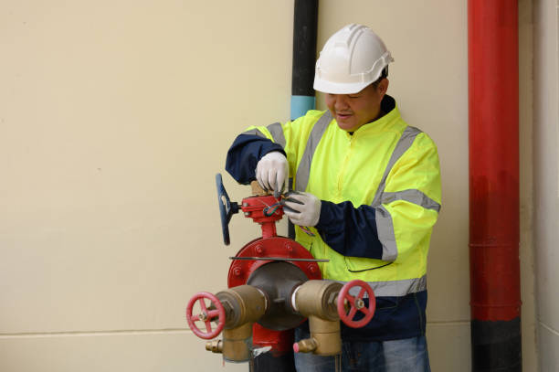 istock Engineers are checking the pipes and valves of the fire pump system. 2196367031