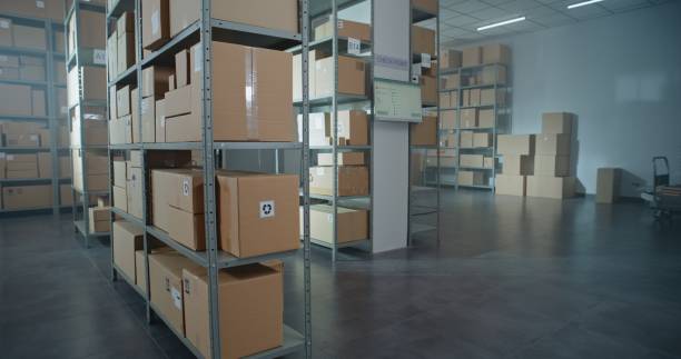 istock Postal Sorting Center with E-Commerce Goods in Cardboard Boxes on Shelves 2196370755