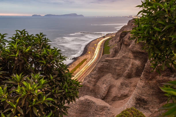 istock Coastline at sunset, Miraflores District - Lima 2196371703
