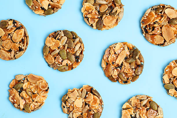 istock Florentine cookies pattern isolated on blue background. 2196375184