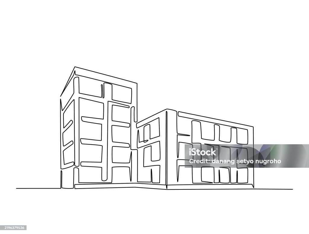 Easy Line Building Continuous Line Art Drawing Of Architecture Building Design Modern ...