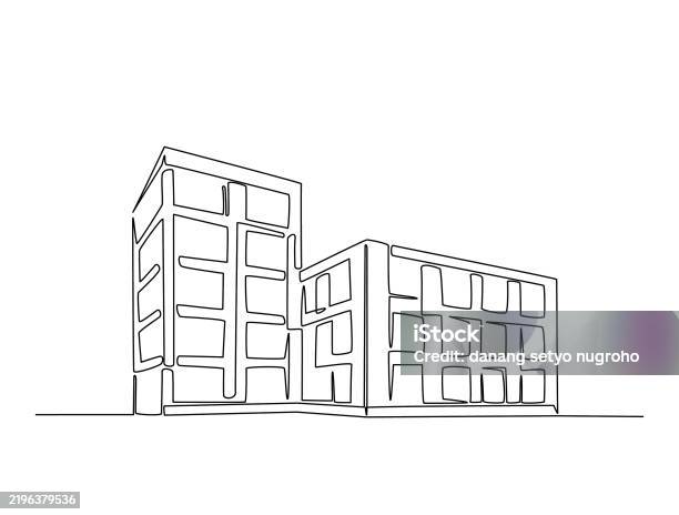 Building Simple Line Continuous Line Art Drawing Of Architecture Building Design Modern ...