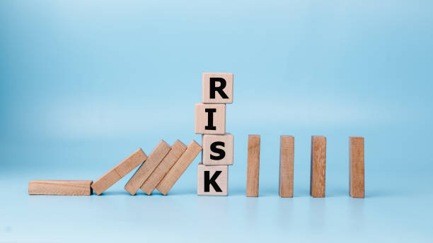 istock RISK management and domino effect concept, Set by wooden blocks on light blue background, Financial Crisis, Economic, Business risk management concept, Crisis, Management, Assessment, Insurance. 2196383847