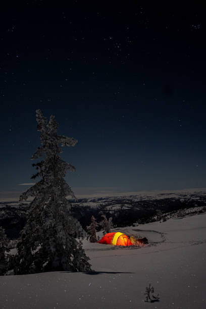 istock Tent in winter landscape 2196385127