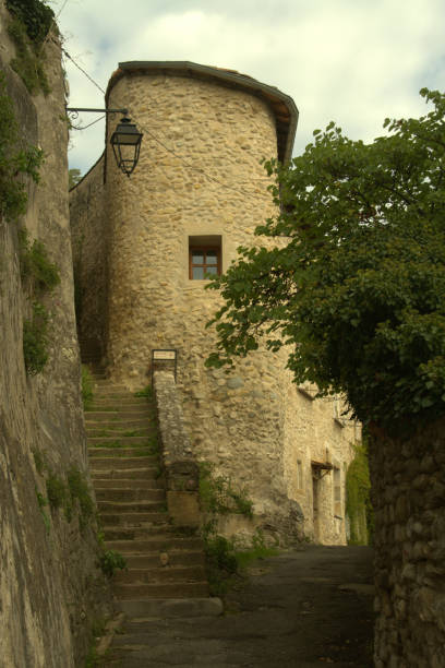 An alley in the medieval village of Crest, in the Drôme department of France.