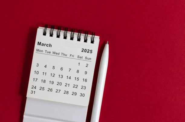 istock Hello March. March 2025 planning calendar on your desktop. 2196391977