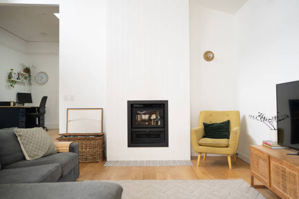 istock Modern Living Room Interior with Fireplace and Comfortable Seating 2196392774