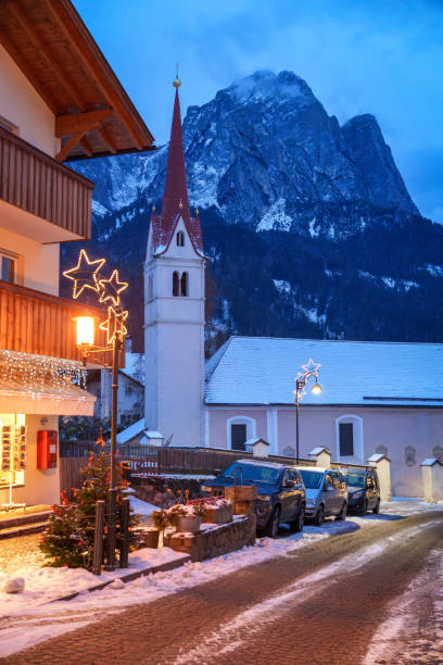 istock Siusi at dusk, Seiser alm, Dolomites, Alpe di Siusi church 2196393467