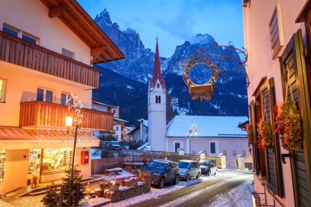 istock Siusi at dusk, Seiser alm, Dolomites, Alpe di Siusi church 2196393529