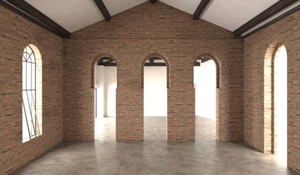 istock Inside the building, brick wall, old building, 3D illustration 2196396428