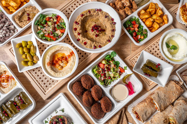 istock typical Lebanese and Middle Eastern dishes from above 2196398634