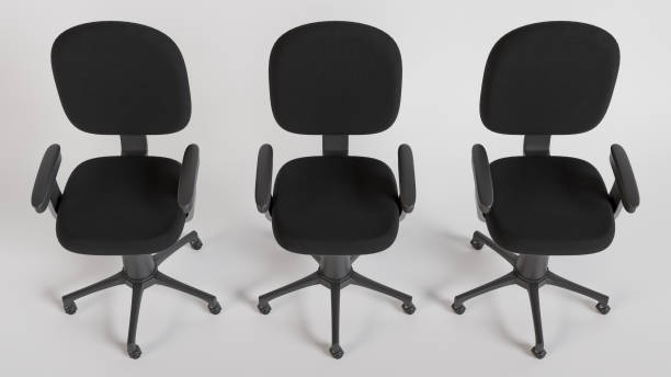 istock 3d illustration of three black ergonomic office chairs isolated on white background 2196407895