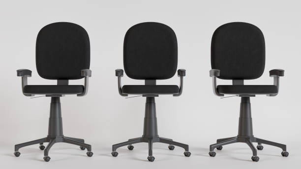 istock 3d rendering of three black ergonomic office chairs isolated on white background 2196407942