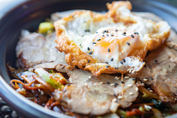 Bibimbap, Delicious korean rice with vegetables spicy.
