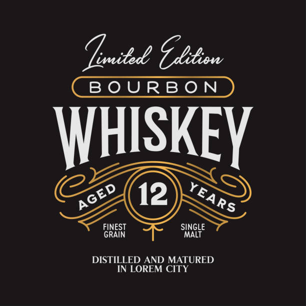 emblém loga etikety whiskey bourbon. ročník vektorové ilustrace. - whiskey stock ilustrace