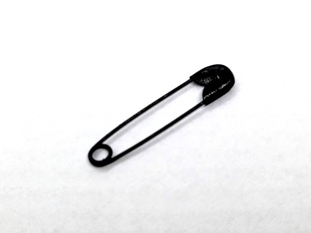 istock One black metal safety pin with white background 2196421455