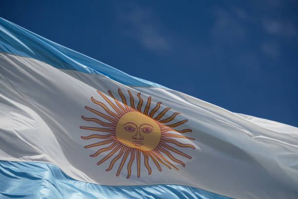 istock Close up of Argentina flag waving 2196422254