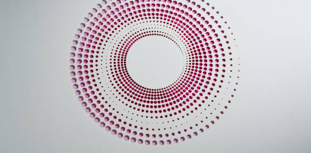istock Minimalistic Circular Paper Cutout Artwork with Gradient Pink and White Patterns on Neutral Background 2196425673