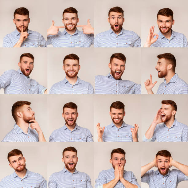 istock Collage of young guy portraits with different emotins 2196431659