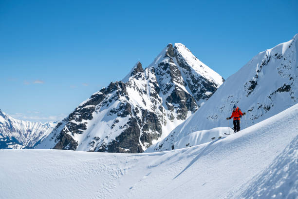istock Backcountry skier prepares to ski down mountain 2196439485