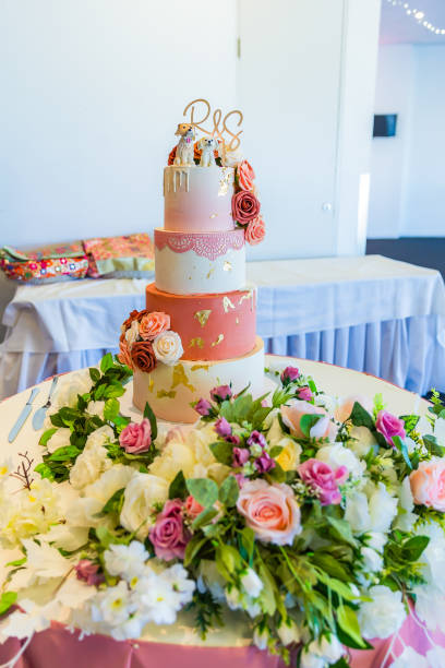 istock Beautiful colorful wedding cake close up 2196439721