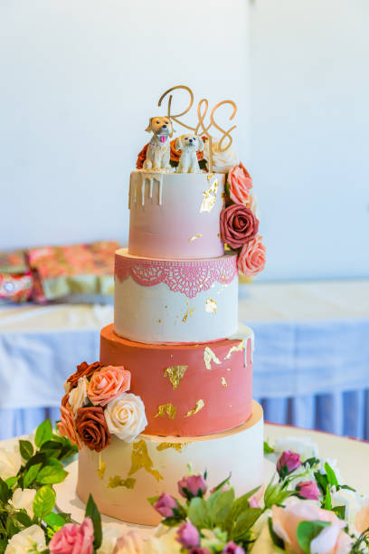 istock Beautiful colorful wedding cake close up 2196439788