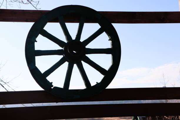 istock A Rustic Wheel Silhouette Is Majestically Poised Against the Expansive Sky Above It Today 2196441101