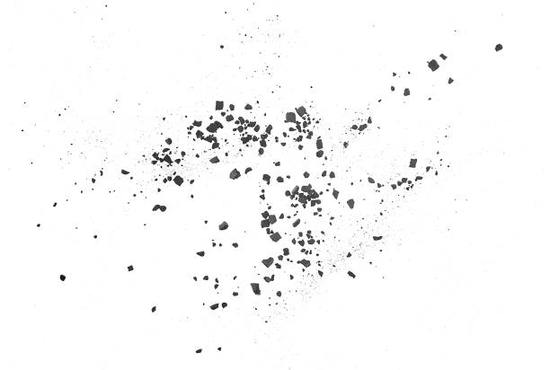 istock Black coal dust isolated on a white background, view from above. Charcoal dust scattered, coal powder. 2196442020
