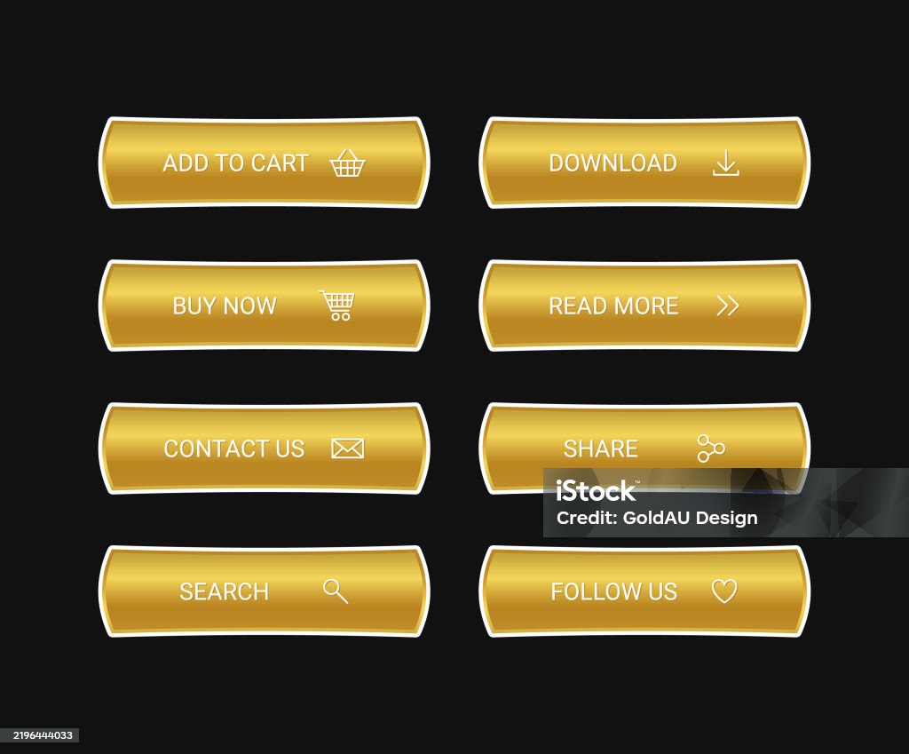 Cta Button Set Golden Cta Button Set Stock Illustration - Download Image Now - Banner ...
