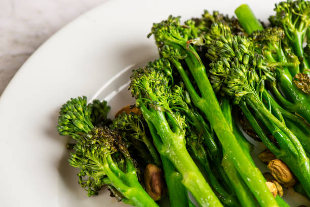 istock Top view of a plate with broccolini 2196448486