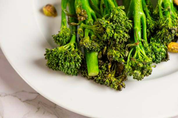 istock Top view of a plate with broccolini 2196448495