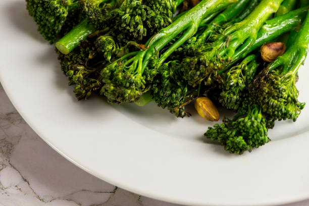 istock Top view of a plate with broccolini 2196448498