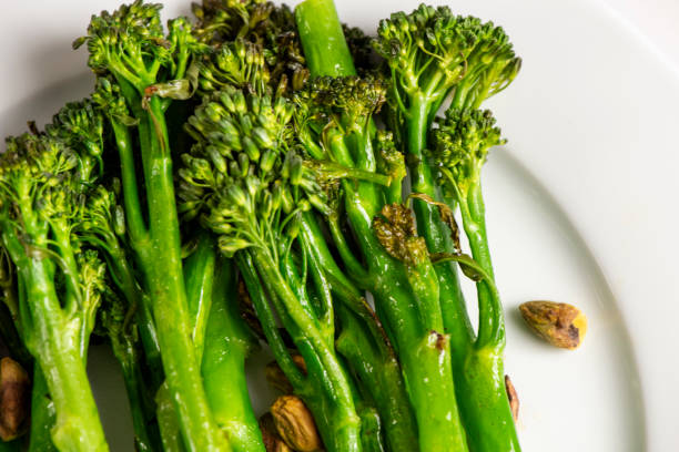 istock Top view of a plate with broccolini 2196448542