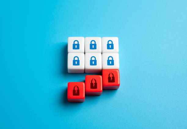 istock Falling broken padlocks. The concept of breach of security, confidentiality and privacy. Hacking and information theft. Easing restrictions. 2196449696