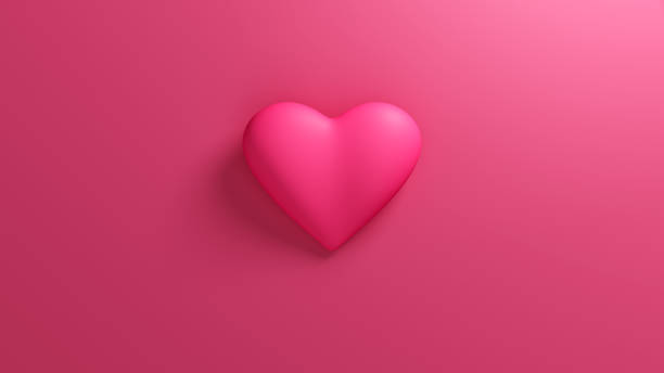 istock Pink heart with soft shadow on a pink background. Valentine's day romantic backdrop. 3d render illustration. 2196458550