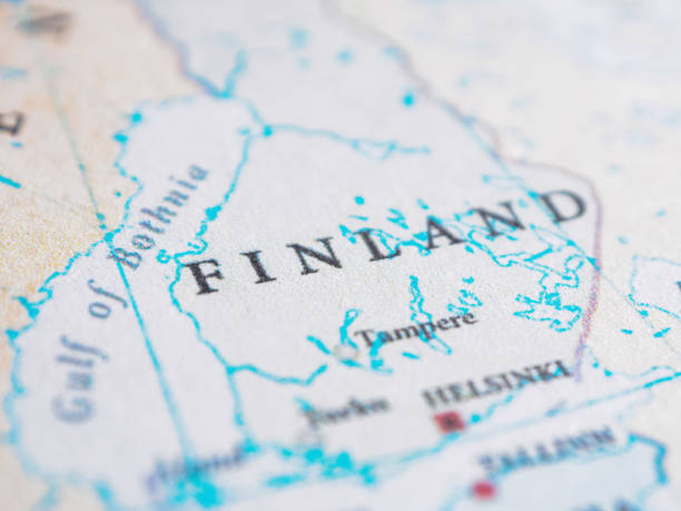 istock Finland highlighted on a world map. Its shape and location in relation to surrounding countries are clearly visible. 2196460921