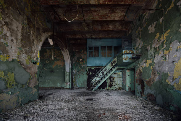 istock Old abandoned Yelets tobacco factory interior 2196470087