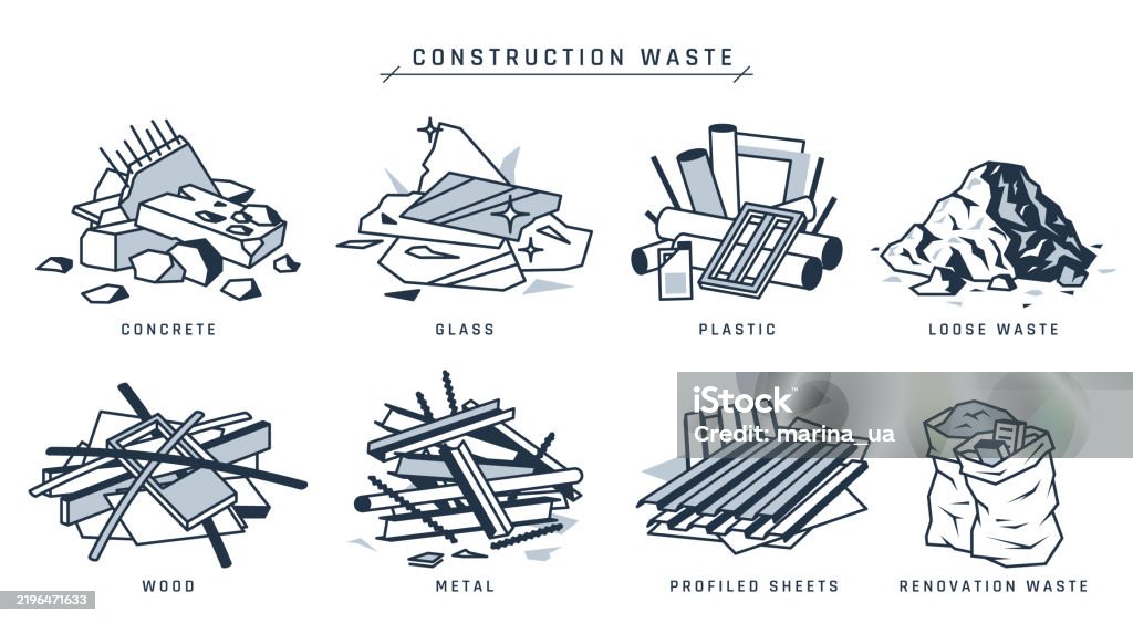 Building Scrape Construction Waste Vector Piles Of Building Scrap Stock Illustration ...
