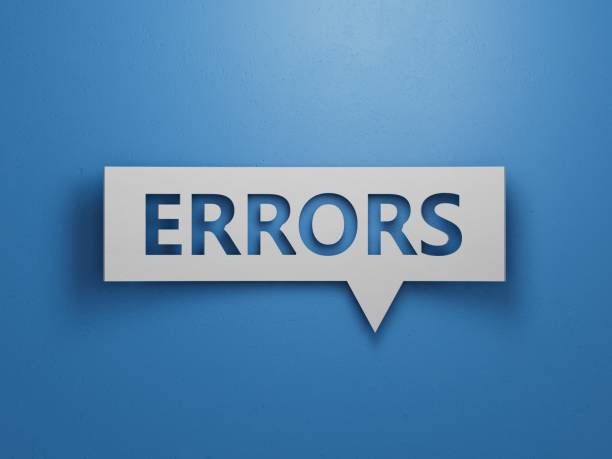 istock errors word concept. Speech Bubble.Minimalist Abstract Design With White Cut Out Paper.3D rendering on blue background. 2196472069