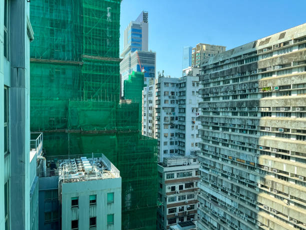 panoramic view from the window, сityscape in Hong Kong