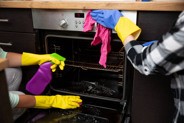 istock Experience Effortless and Efficient Oven Cleaning with Enthusiastic Helpers in Bright Gloves 2196474907