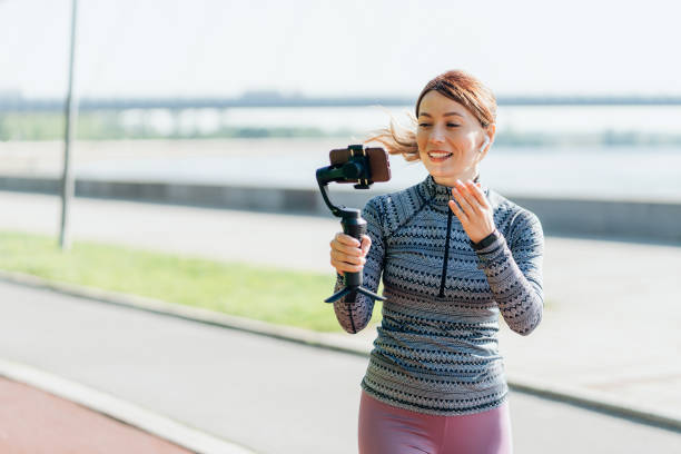 istock A female influencer recording sport vlog 2196482264