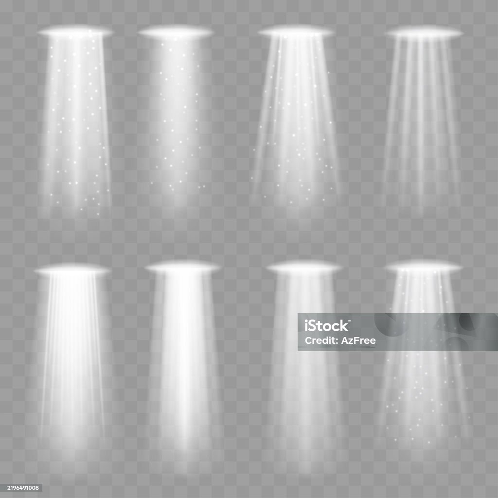Particle Spotlight Realistic Glowing Spotlight Beams With Particles On Transparent ...