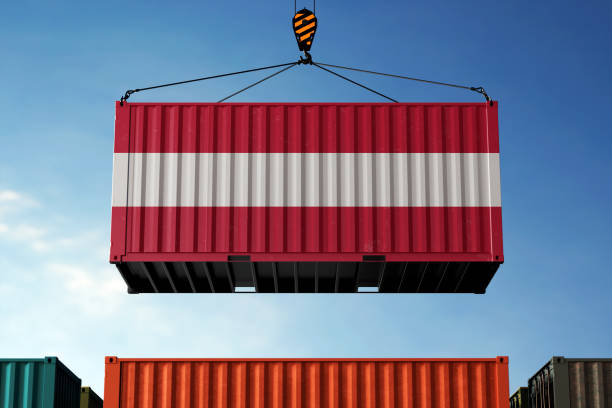 istock Austria trade cargo container hanging against clouds background 2196493917