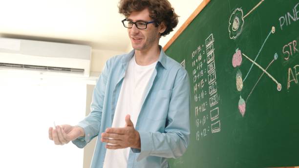 istock Caucasian teacher talking and explain about math theory at classroom. Pedagogy. 2196495872