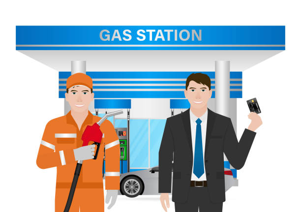 istock Man Making Payment by Credit Card  for Refueling Car at Gas Station. 2196497010